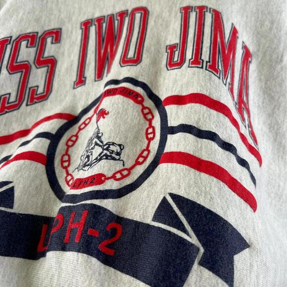 Vintage USS Iwo Jima LPH-2 Sweatshirt MV Sport Pro Weave USA Made Military 90s - Picture 5 of 7